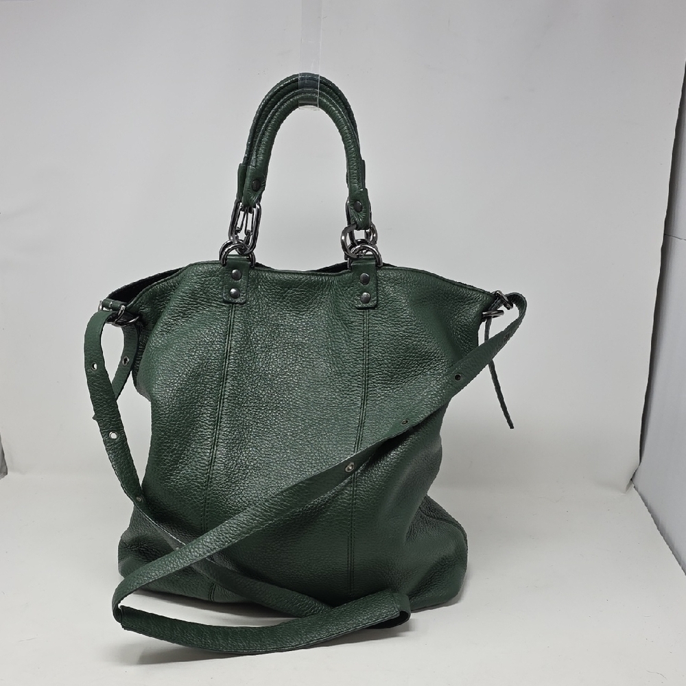 Plinio Visona Green Satchel with Textured Finish and Versatile Strap Bag - Picture 1 of 6